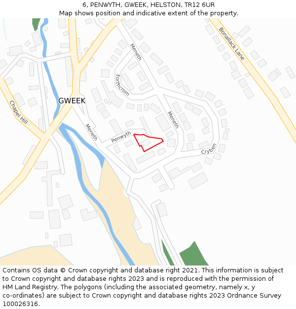 6, PENWYTH, GWEEK, HELSTON, TR12 6UR: Location map and indicative extent of plot