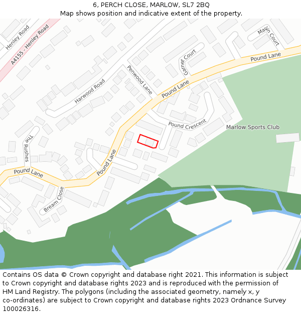 6, PERCH CLOSE, MARLOW, SL7 2BQ: Location map and indicative extent of plot