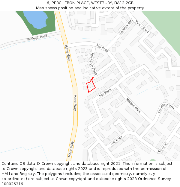 6, PERCHERON PLACE, WESTBURY, BA13 2GR: Location map and indicative extent of plot