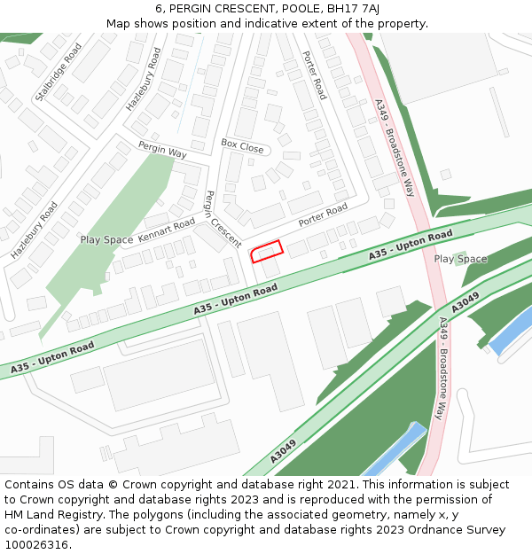 6, PERGIN CRESCENT, POOLE, BH17 7AJ: Location map and indicative extent of plot
