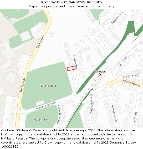 6, PEROWNE WAY, SANDOWN, PO36 9BX: Location map and indicative extent of plot