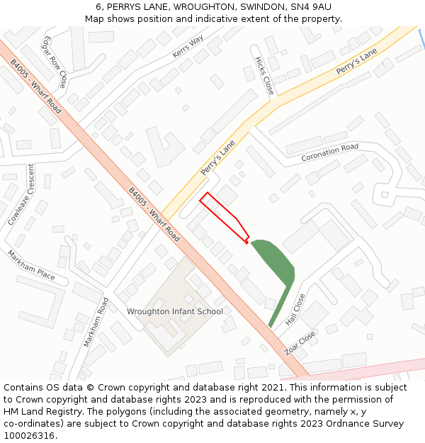 6, PERRYS LANE, WROUGHTON, SWINDON, SN4 9AU: Location map and indicative extent of plot