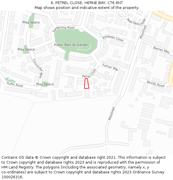 6, PETREL CLOSE, HERNE BAY, CT6 6NT: Location map and indicative extent of plot