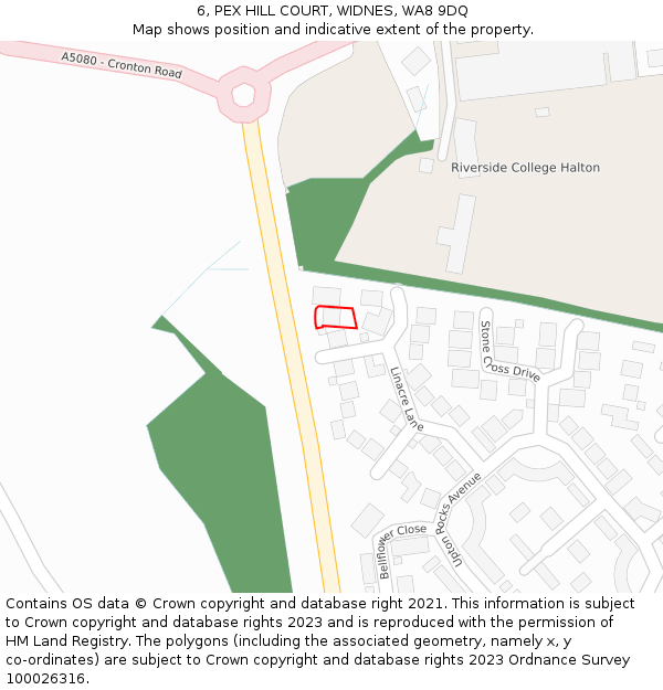 6, PEX HILL COURT, WIDNES, WA8 9DQ: Location map and indicative extent of plot