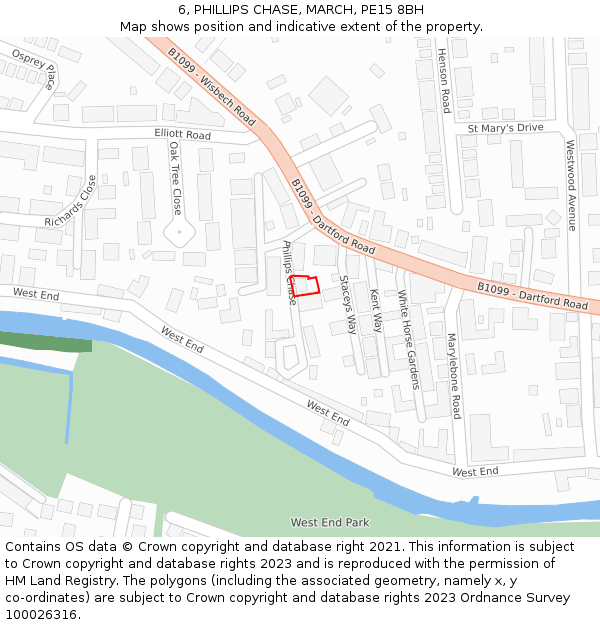 6, PHILLIPS CHASE, MARCH, PE15 8BH: Location map and indicative extent of plot