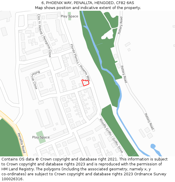 6, PHOENIX WAY, PENALLTA, HENGOED, CF82 6AS: Location map and indicative extent of plot