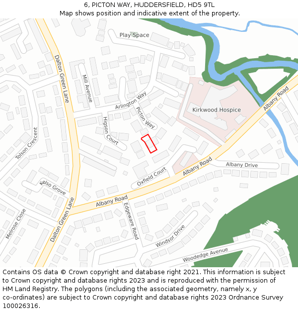 6, PICTON WAY, HUDDERSFIELD, HD5 9TL: Location map and indicative extent of plot