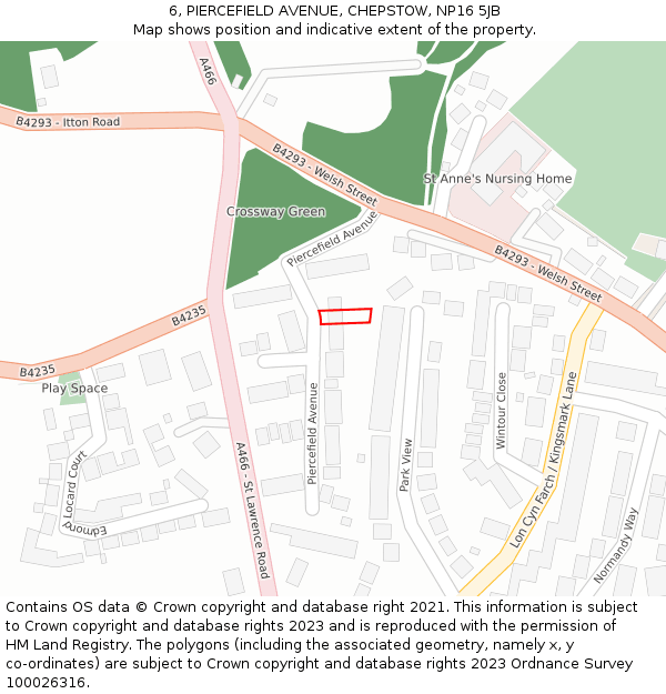 6, PIERCEFIELD AVENUE, CHEPSTOW, NP16 5JB: Location map and indicative extent of plot