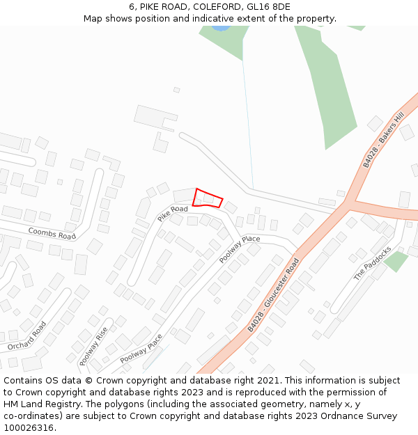 6, PIKE ROAD, COLEFORD, GL16 8DE: Location map and indicative extent of plot