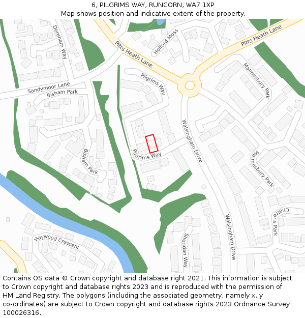 6, PILGRIMS WAY, RUNCORN, WA7 1XP: Location map and indicative extent of plot