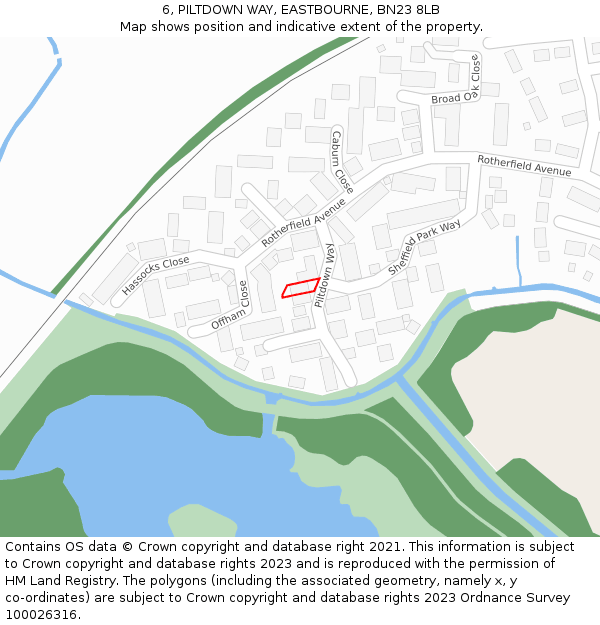 6, PILTDOWN WAY, EASTBOURNE, BN23 8LB: Location map and indicative extent of plot
