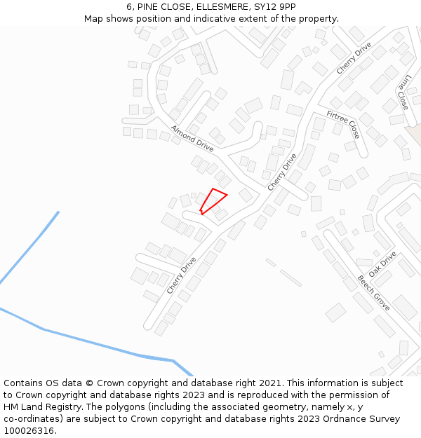 6, PINE CLOSE, ELLESMERE, SY12 9PP: Location map and indicative extent of plot