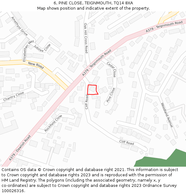 6, PINE CLOSE, TEIGNMOUTH, TQ14 8XA: Location map and indicative extent of plot