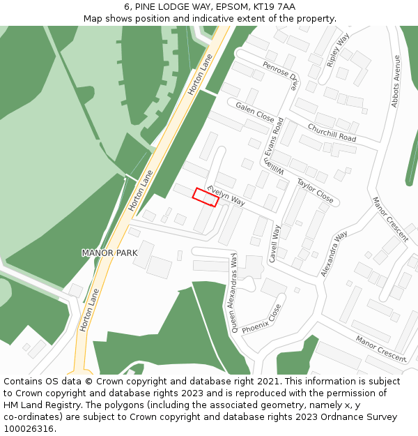 6, PINE LODGE WAY, EPSOM, KT19 7AA: Location map and indicative extent of plot