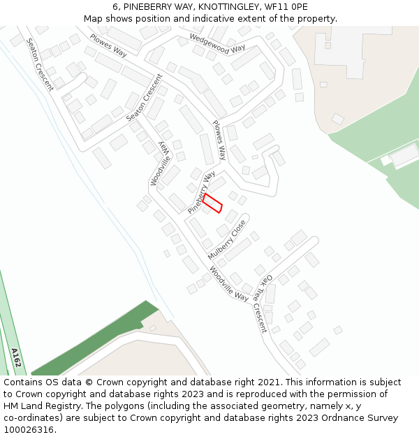 6, PINEBERRY WAY, KNOTTINGLEY, WF11 0PE: Location map and indicative extent of plot