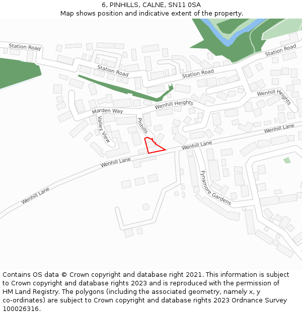 6, PINHILLS, CALNE, SN11 0SA: Location map and indicative extent of plot
