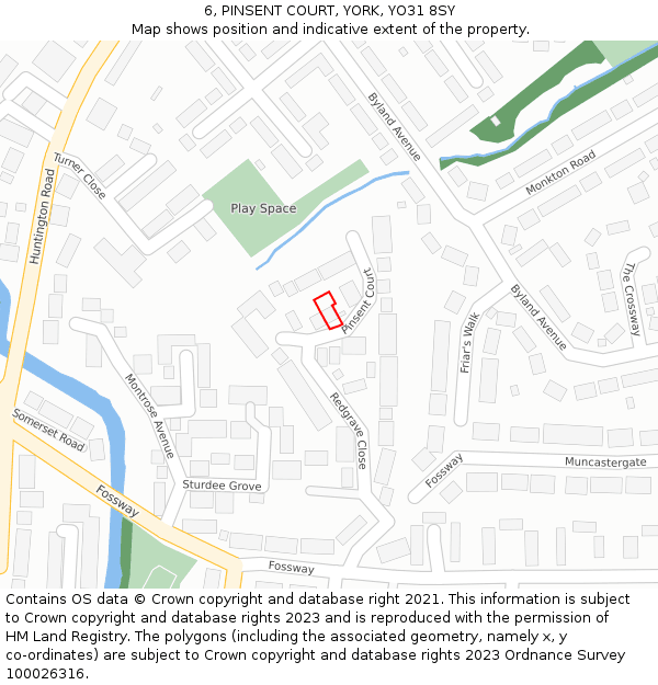 6, PINSENT COURT, YORK, YO31 8SY: Location map and indicative extent of plot