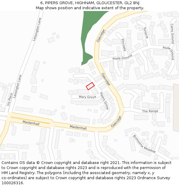 6, PIPERS GROVE, HIGHNAM, GLOUCESTER, GL2 8NJ: Location map and indicative extent of plot