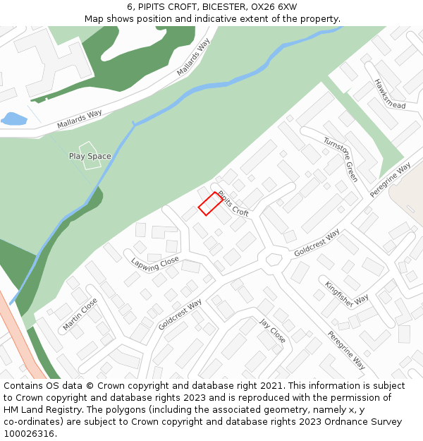 6, PIPITS CROFT, BICESTER, OX26 6XW: Location map and indicative extent of plot