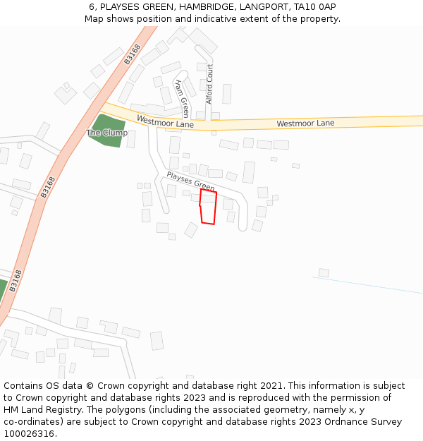 6, PLAYSES GREEN, HAMBRIDGE, LANGPORT, TA10 0AP: Location map and indicative extent of plot