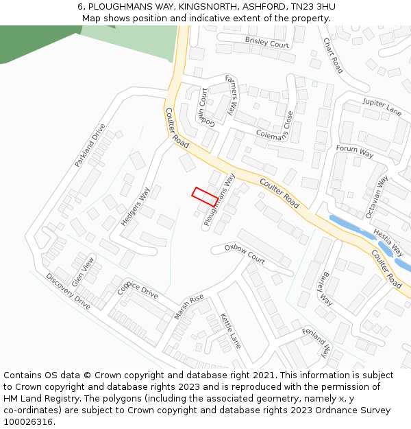 6, PLOUGHMANS WAY, KINGSNORTH, ASHFORD, TN23 3HU: Location map and indicative extent of plot