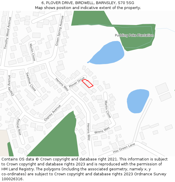 6, PLOVER DRIVE, BIRDWELL, BARNSLEY, S70 5SG: Location map and indicative extent of plot