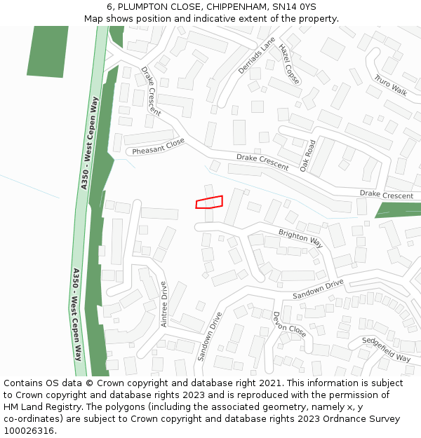 6, PLUMPTON CLOSE, CHIPPENHAM, SN14 0YS: Location map and indicative extent of plot