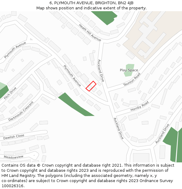 6, PLYMOUTH AVENUE, BRIGHTON, BN2 4JB: Location map and indicative extent of plot