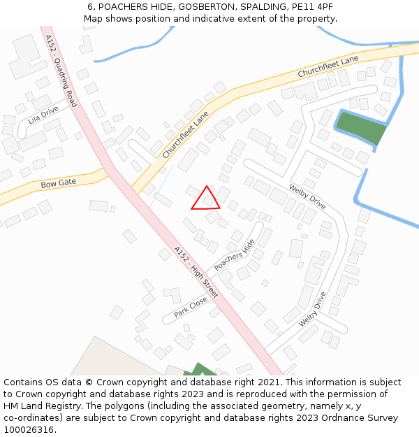 6, POACHERS HIDE, GOSBERTON, SPALDING, PE11 4PF: Location map and indicative extent of plot