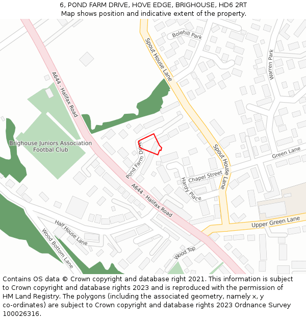 6, POND FARM DRIVE, HOVE EDGE, BRIGHOUSE, HD6 2RT: Location map and indicative extent of plot