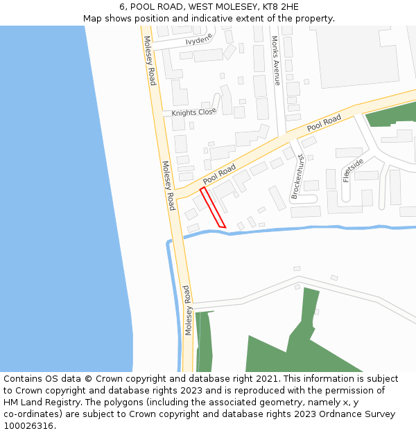 6, POOL ROAD, WEST MOLESEY, KT8 2HE: Location map and indicative extent of plot