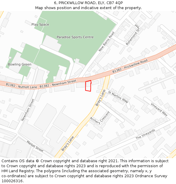 6, PRICKWILLOW ROAD, ELY, CB7 4QP: Location map and indicative extent of plot