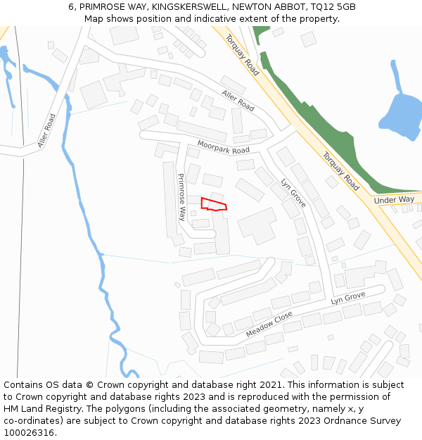 6, PRIMROSE WAY, KINGSKERSWELL, NEWTON ABBOT, TQ12 5GB: Location map and indicative extent of plot