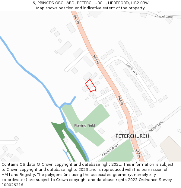 6, PRINCES ORCHARD, PETERCHURCH, HEREFORD, HR2 0RW: Location map and indicative extent of plot