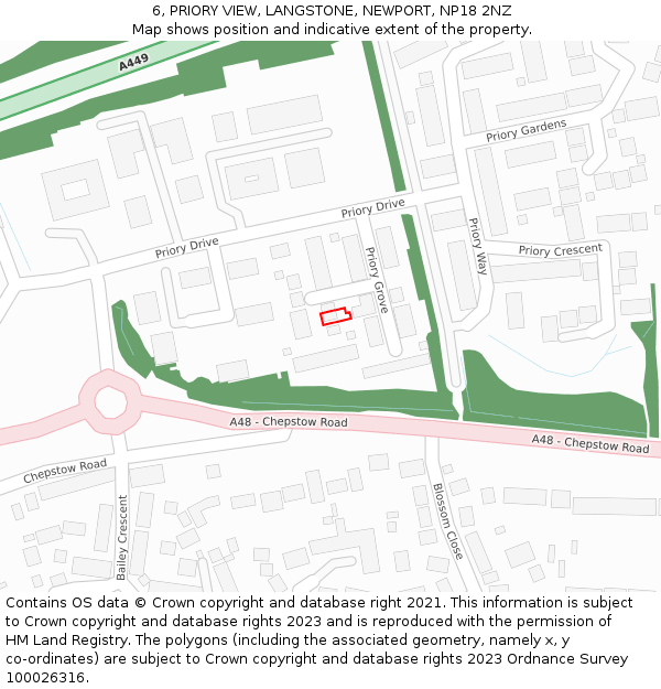 6, PRIORY VIEW, LANGSTONE, NEWPORT, NP18 2NZ: Location map and indicative extent of plot