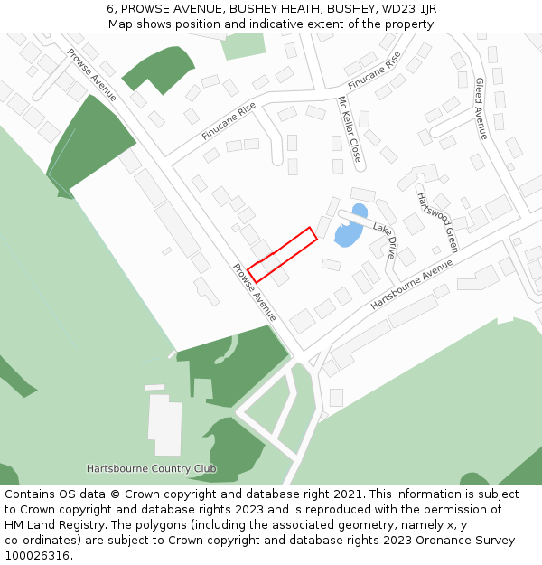 6, PROWSE AVENUE, BUSHEY HEATH, BUSHEY, WD23 1JR: Location map and indicative extent of plot