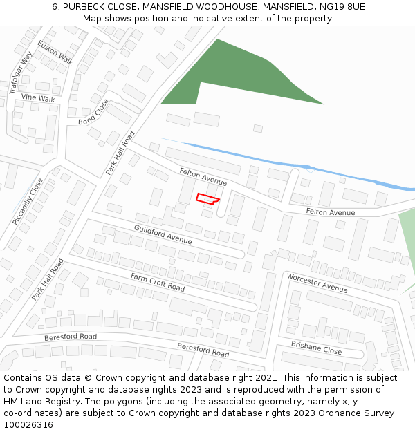 6, PURBECK CLOSE, MANSFIELD WOODHOUSE, MANSFIELD, NG19 8UE: Location map and indicative extent of plot