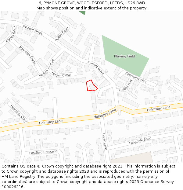 6, PYMONT GROVE, WOODLESFORD, LEEDS, LS26 8WB: Location map and indicative extent of plot