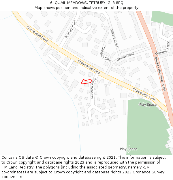 6, QUAIL MEADOWS, TETBURY, GL8 8PQ: Location map and indicative extent of plot