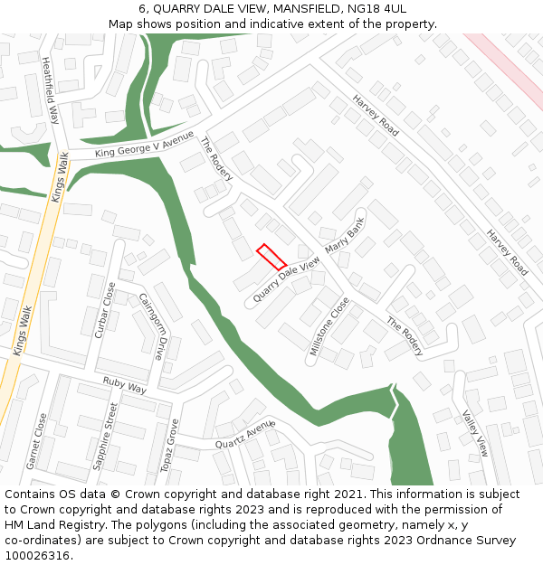 6, QUARRY DALE VIEW, MANSFIELD, NG18 4UL: Location map and indicative extent of plot