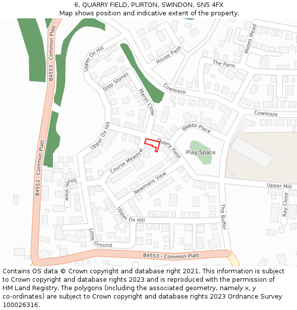 6, QUARRY FIELD, PURTON, SWINDON, SN5 4FX: Location map and indicative extent of plot