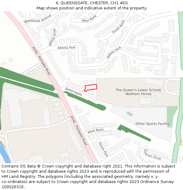 6, QUEENSGATE, CHESTER, CH1 4EG: Location map and indicative extent of plot