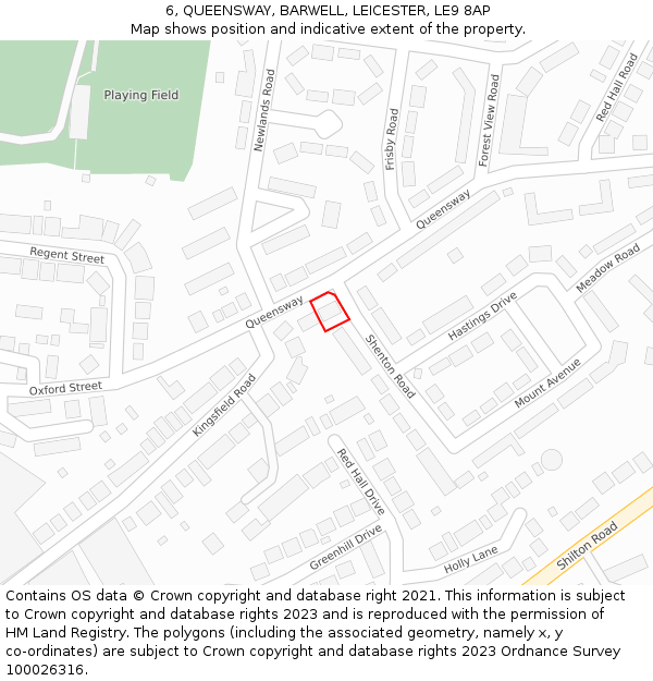6, QUEENSWAY, BARWELL, LEICESTER, LE9 8AP: Location map and indicative extent of plot