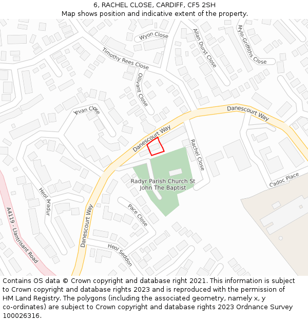 6, RACHEL CLOSE, CARDIFF, CF5 2SH: Location map and indicative extent of plot