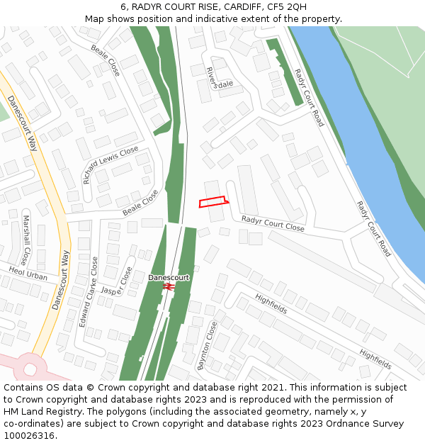 6, RADYR COURT RISE, CARDIFF, CF5 2QH: Location map and indicative extent of plot