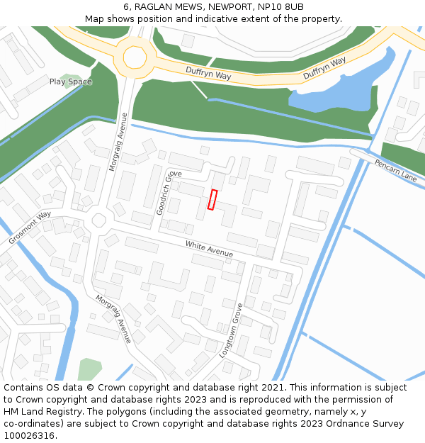 6, RAGLAN MEWS, NEWPORT, NP10 8UB: Location map and indicative extent of plot
