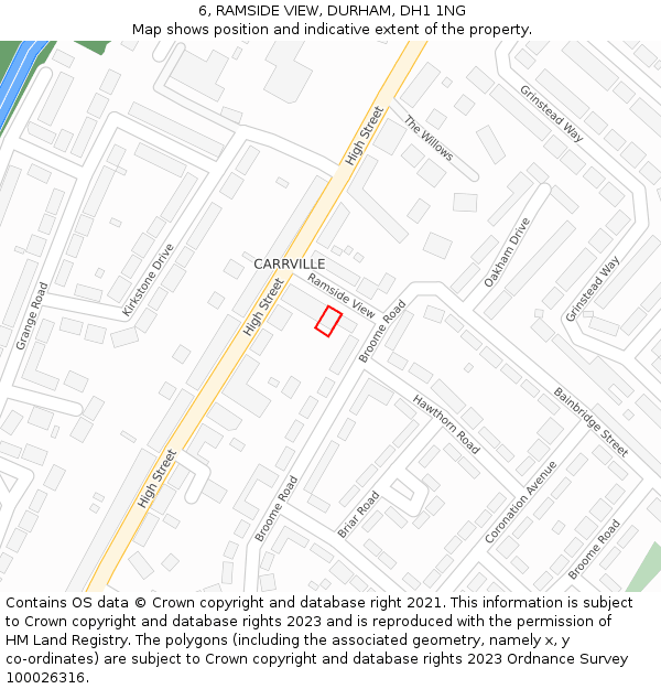 6, RAMSIDE VIEW, DURHAM, DH1 1NG: Location map and indicative extent of plot