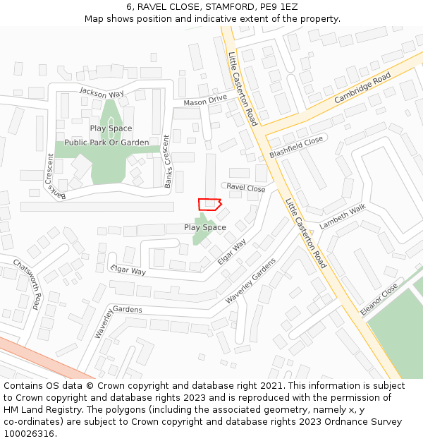 6, RAVEL CLOSE, STAMFORD, PE9 1EZ: Location map and indicative extent of plot