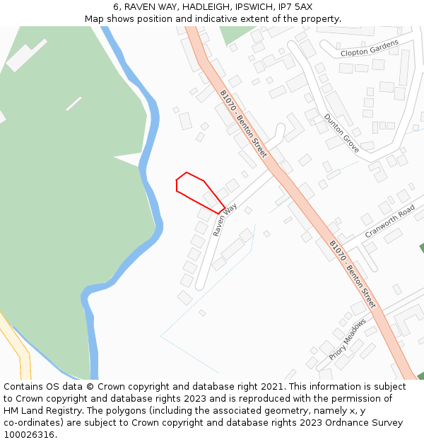 6, RAVEN WAY, HADLEIGH, IPSWICH, IP7 5AX: Location map and indicative extent of plot