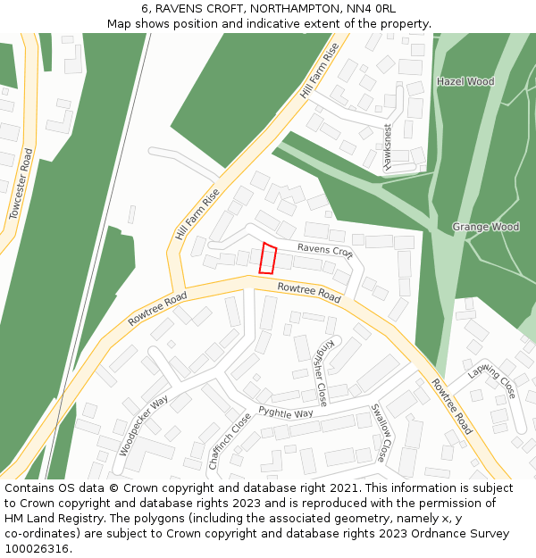 6, RAVENS CROFT, NORTHAMPTON, NN4 0RL: Location map and indicative extent of plot